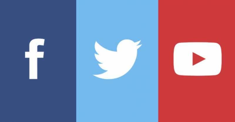 Facebook, Twitter and YouTube