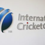 The International Cricket Council (ICC) logo at the ICC headquarters in Dubai